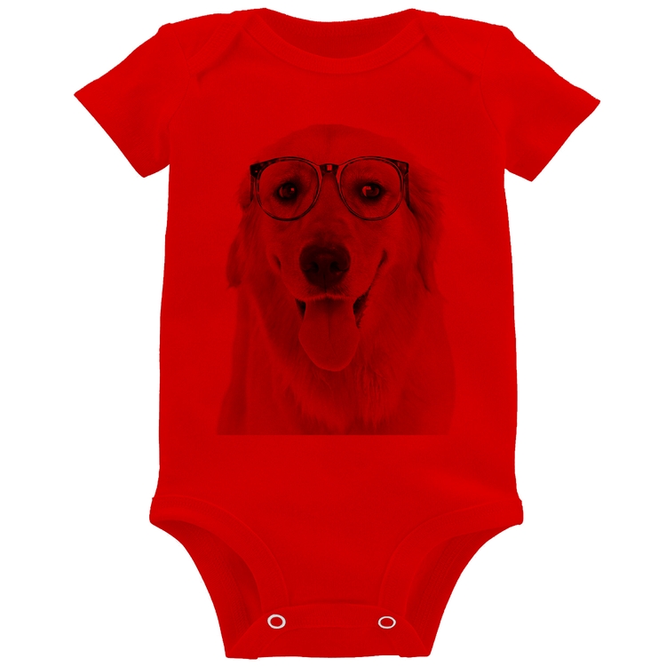 Body Bebê Golden Retriever de Óculos - Vermelho