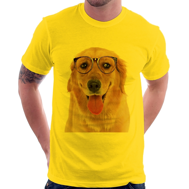 Camiseta Golden Retriever de Óculos - Amarela