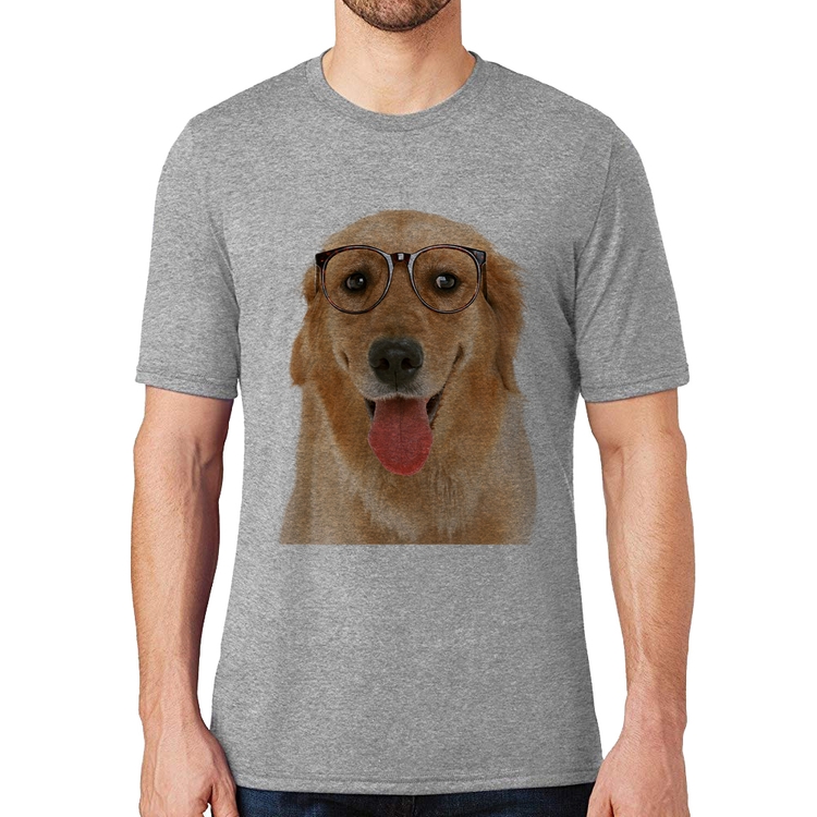 Camiseta Golden Retriever de Óculos - Cinza