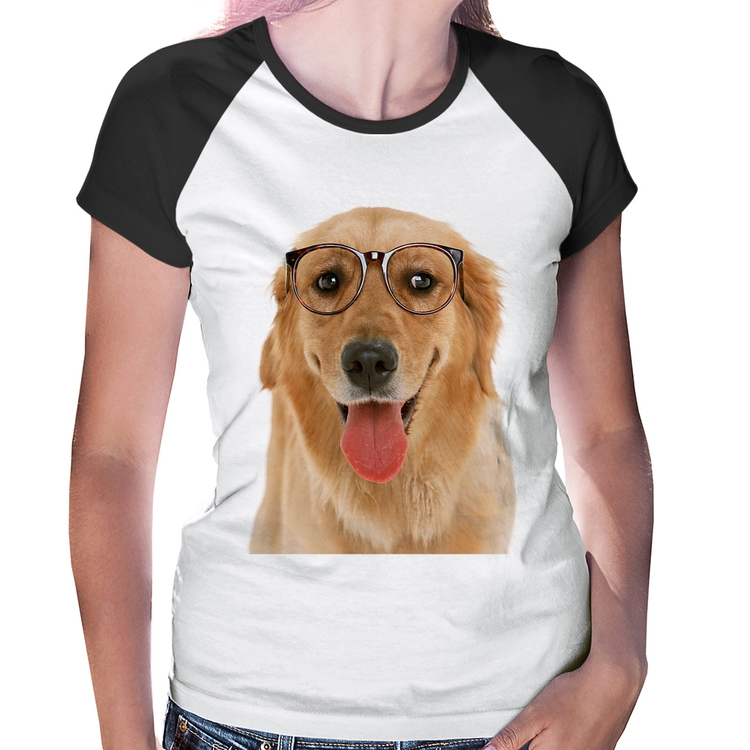 Baby Look Raglan Golden Retriever de Óculos