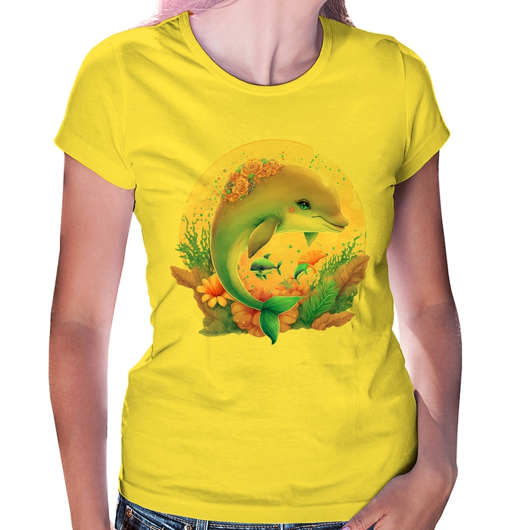 Baby Look Golfinho Fofo - Amarela