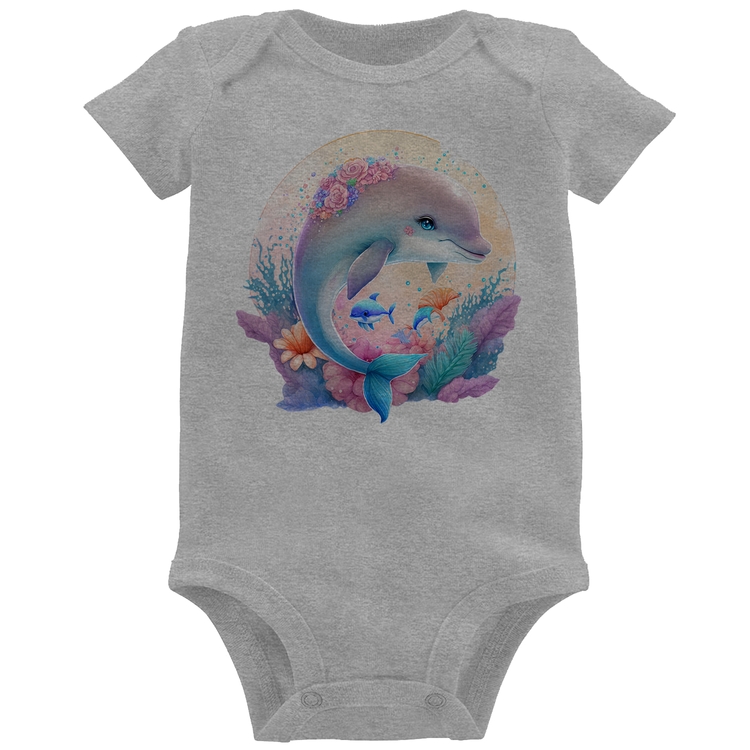 Body Bebê Golfinho Fofo - Cinza