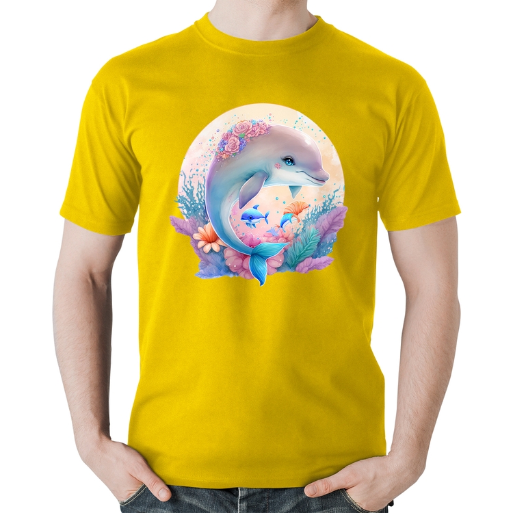 Camiseta Algodão Golfinho Fofo - Amarela