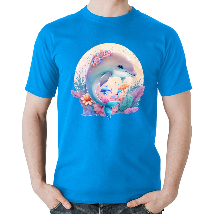 Camiseta Algodão Golfinho Fofo - Azul