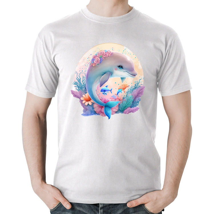 Camiseta Algodão Golfinho Fofo - Branca