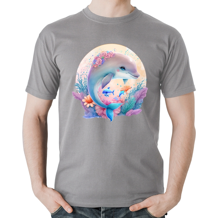 Camiseta Algodão Golfinho Fofo - Cinza