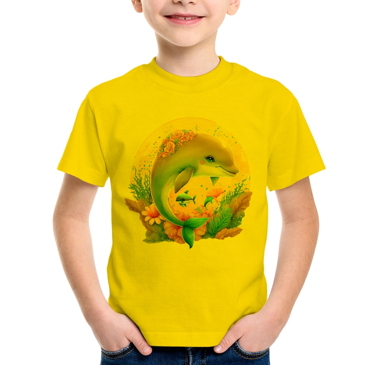 Camiseta Infantil Golfinho Fofo - Amarela