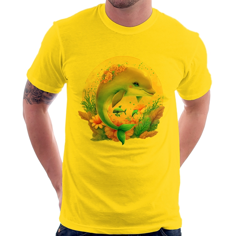 Camiseta Golfinho Fofo - Amarela