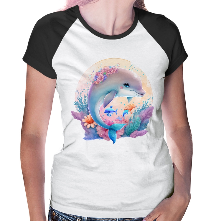 Baby Look Raglan Golfinho Fofo