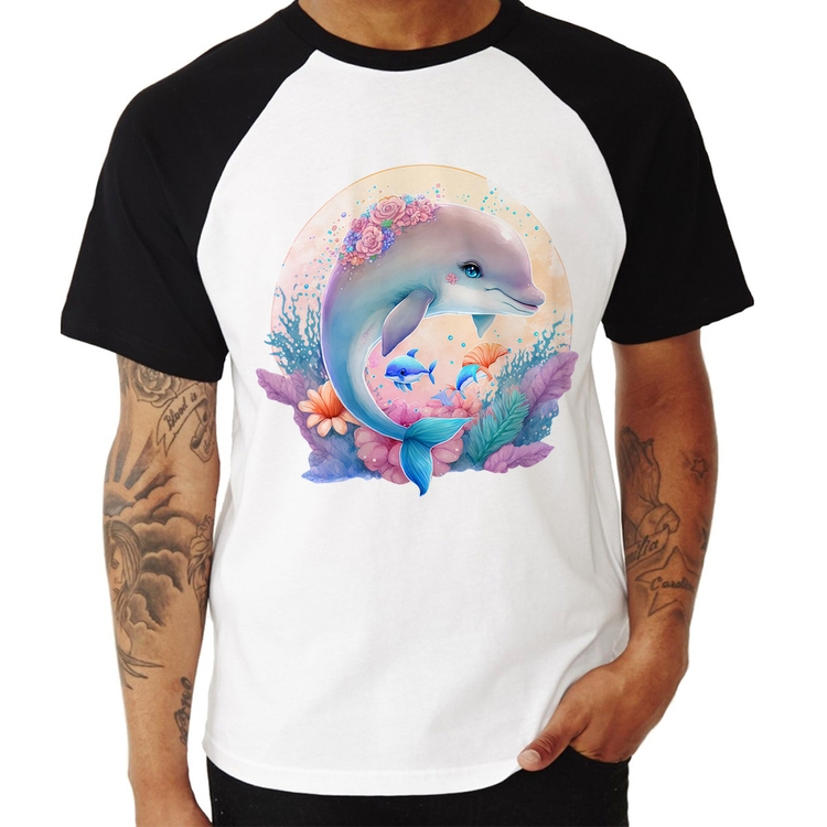 Camiseta Raglan Golfinho Fofo
