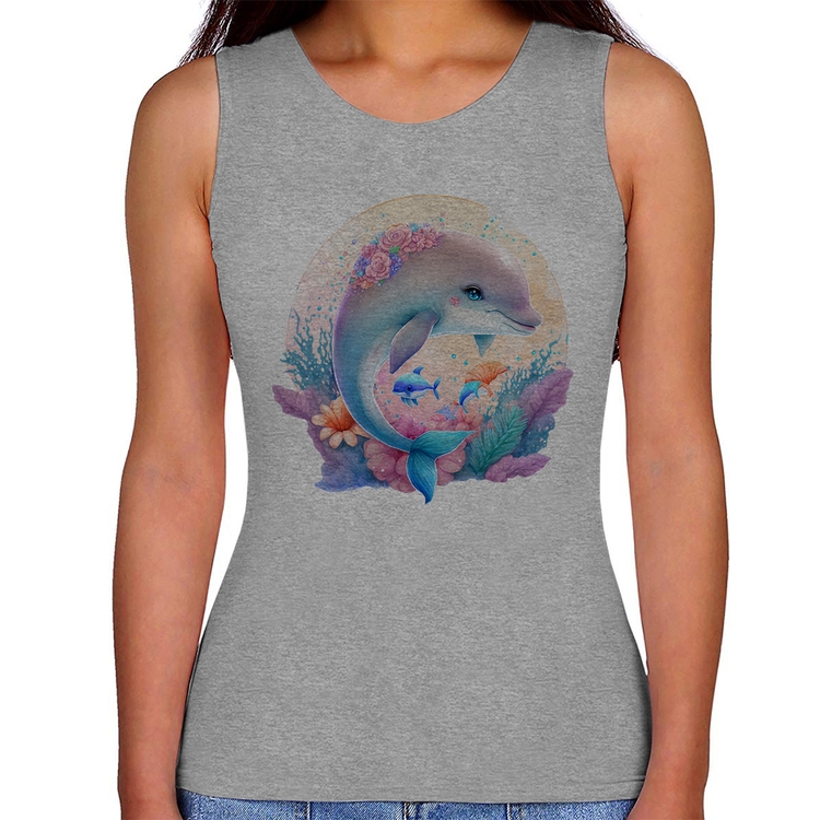 Regata Feminina Golfinho Fofo - Cinza