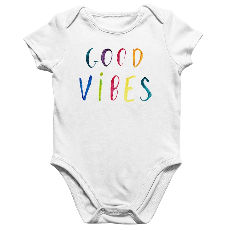 Body Bebê Algodão Good Vibes Cores - Branco