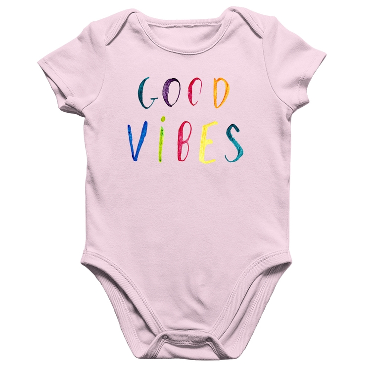 Body Bebê Algodão Good Vibes Cores - Rosa Bebê