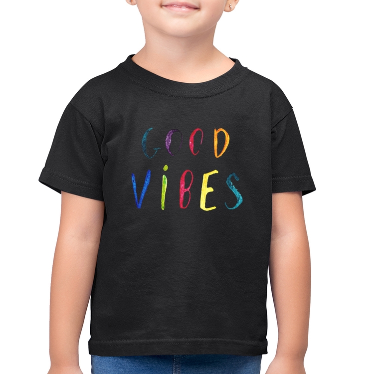 Camiseta Algodão Infantil Good Vibes Cores