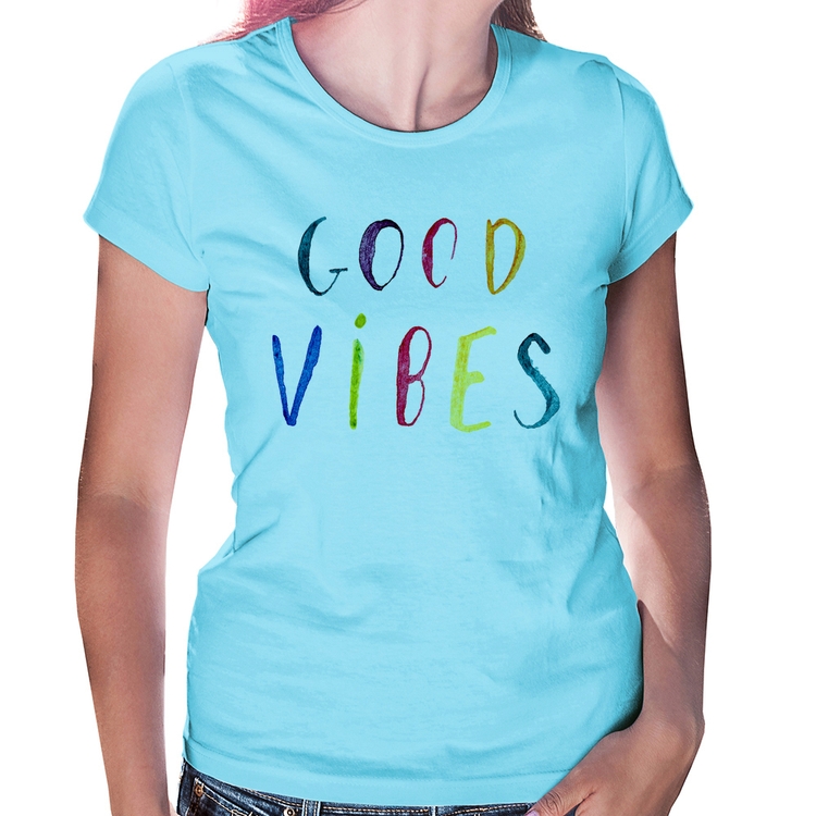 Baby Look Good Vibes Cores - Azul Bebê