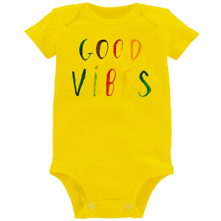 Body Bebê Good Vibes Cores - Amarelo