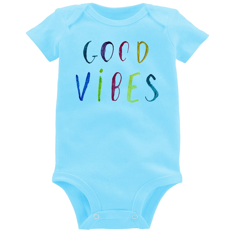Body Bebê Good Vibes Cores - Azul Bebê