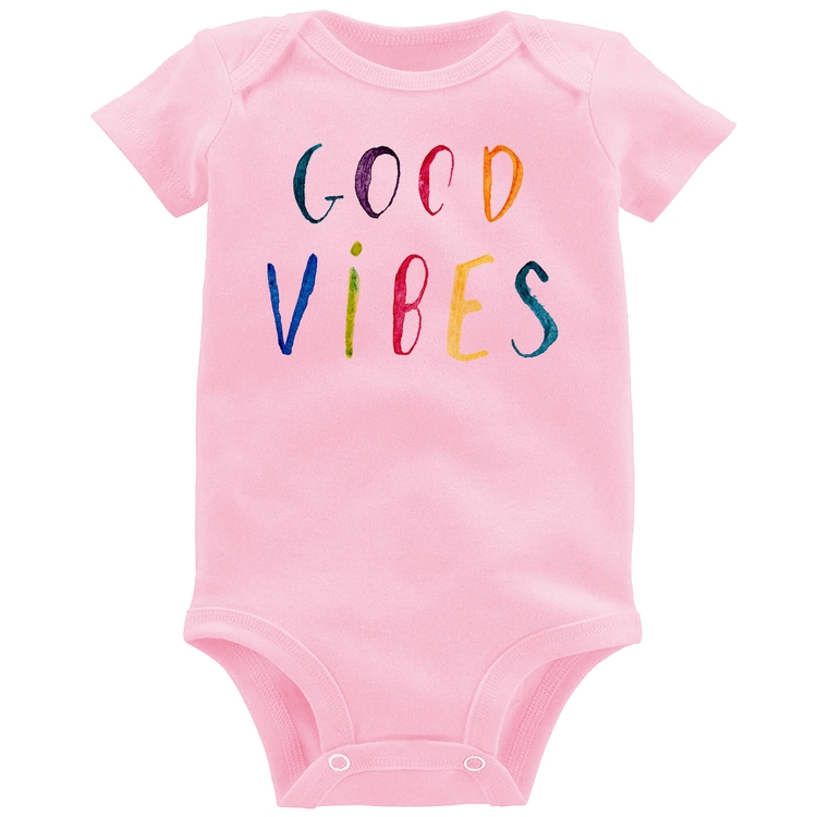 Body Bebê Good Vibes Cores - Rosa Bebê
