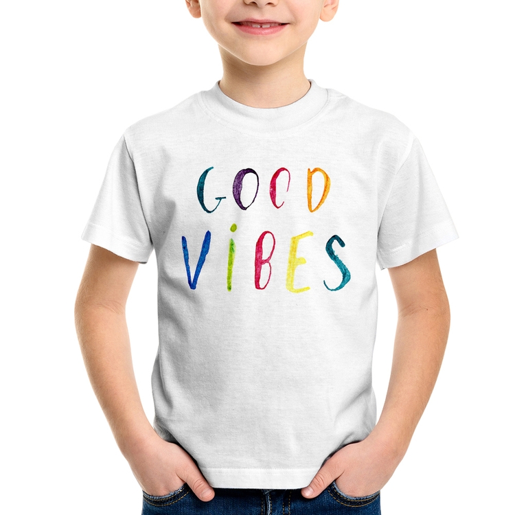 Camiseta Infantil Good Vibes Cores