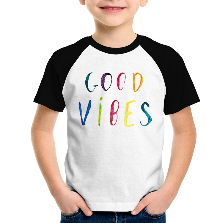 Camiseta Raglan Infantil Good Vibes Cores