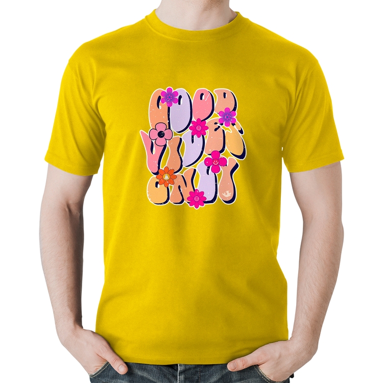 Camiseta Algodão Good Vibes Only - Amarela