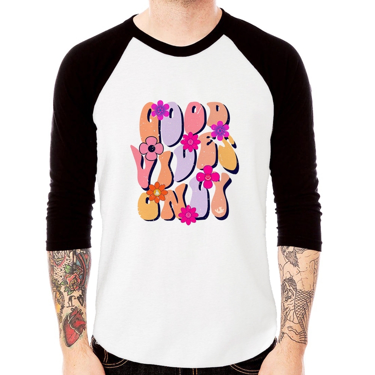 Camiseta Raglan Good Vibes Only Manga 3/4