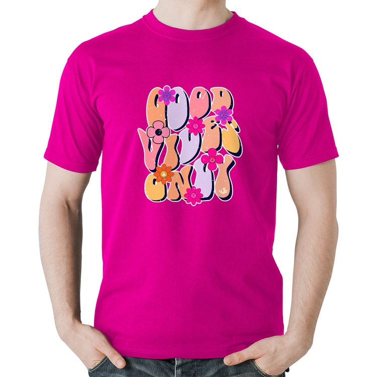 Camiseta Algodão Good Vibes Only - Rosa
