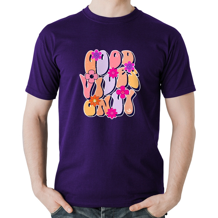 Camiseta Algodão Good Vibes Only - Roxa