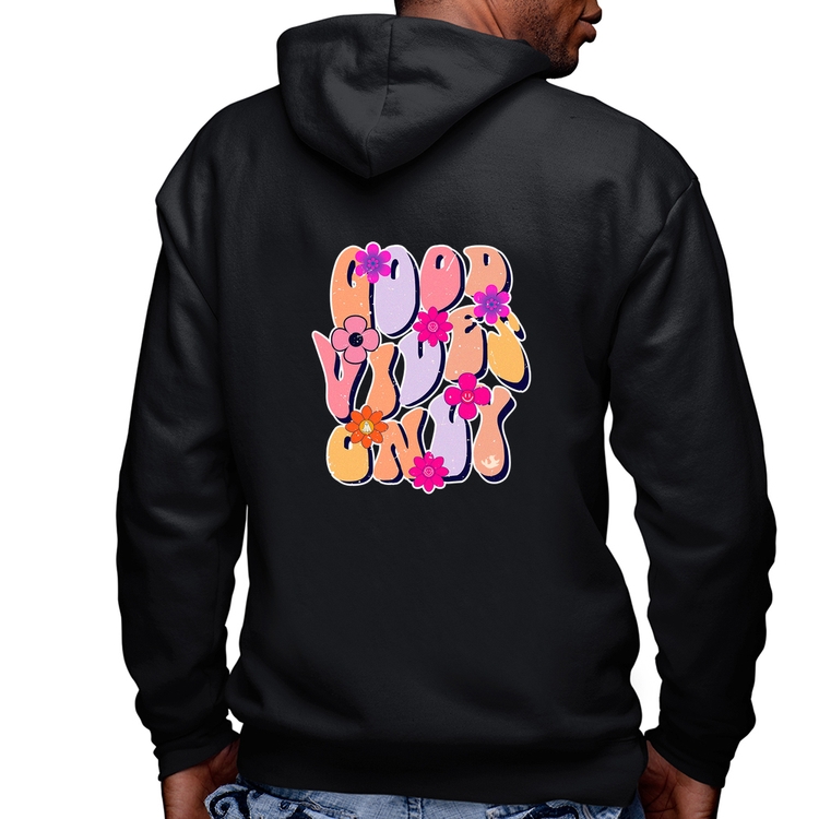 Blusa Moletom Good Vibes Only Masculina com Capuz e Zíper