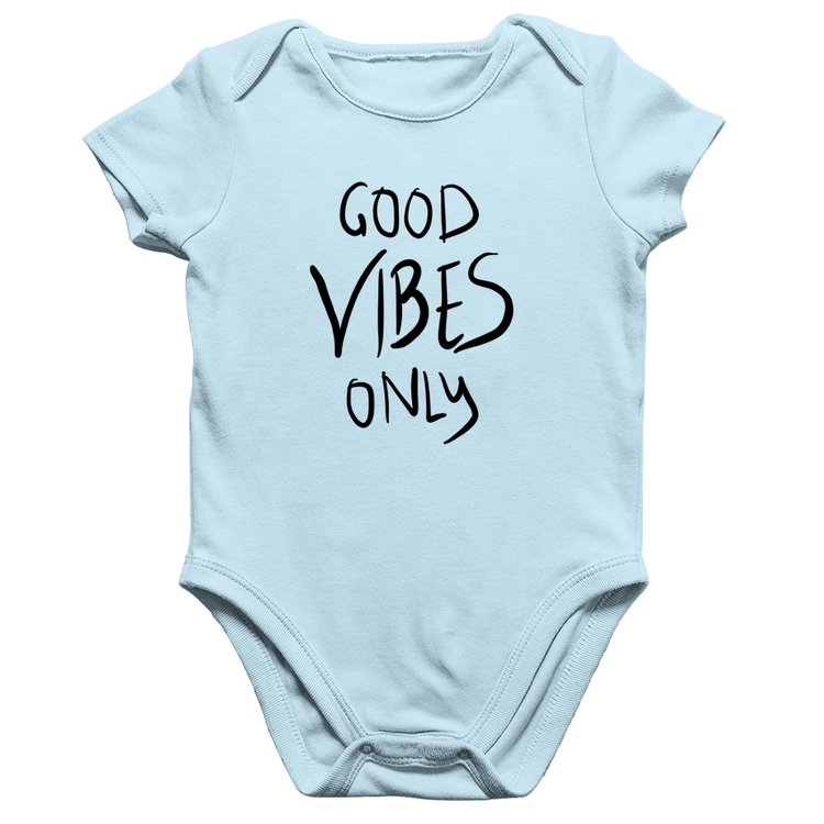 Body Bebê Algodão Good Vibes Only - Azul Bebê