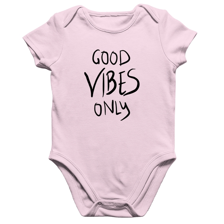Body Bebê Algodão Good Vibes Only - Rosa Bebê