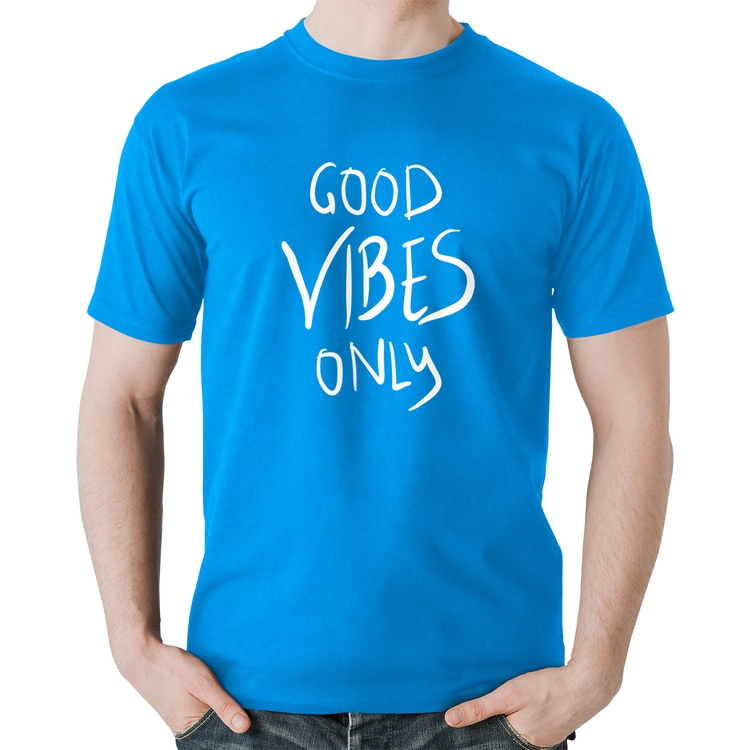Camiseta Algodão Good Vibes Only - Azul