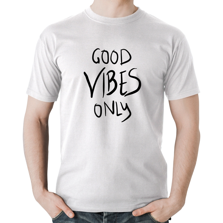 Camiseta Algodão Good Vibes Only - Branca