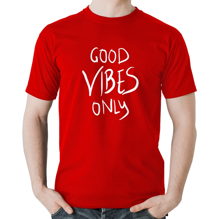 Camiseta Algodão Good Vibes Only - Vermelha