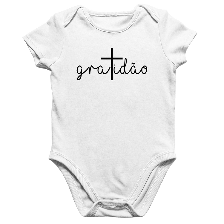 Body Bebê Algodão Gratidão Cruz - Branco