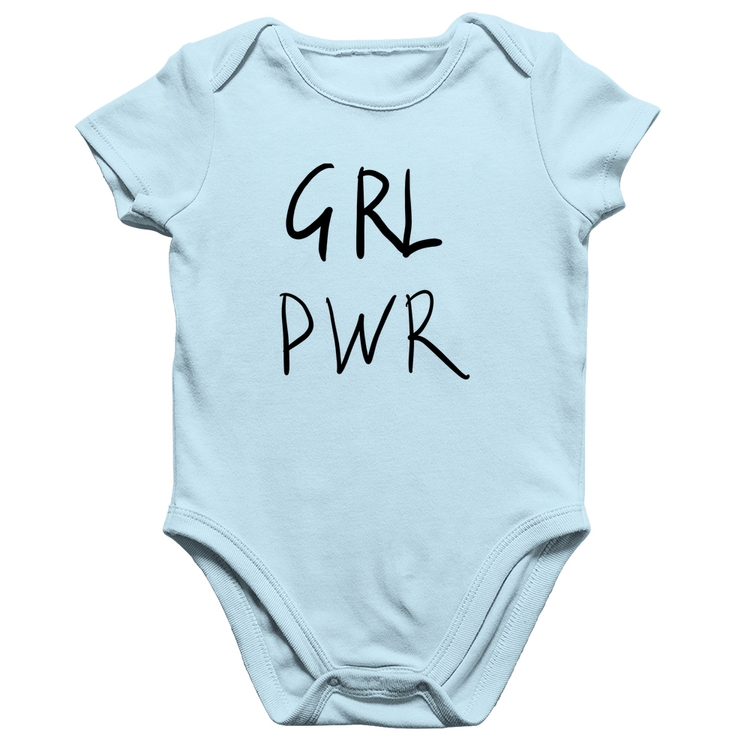 Body Bebê Algodão GRL PWR - Azul Bebê