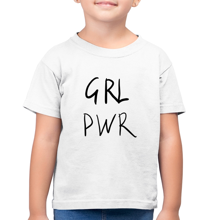 Camiseta Algodão Infantil GRL PWR - Branca