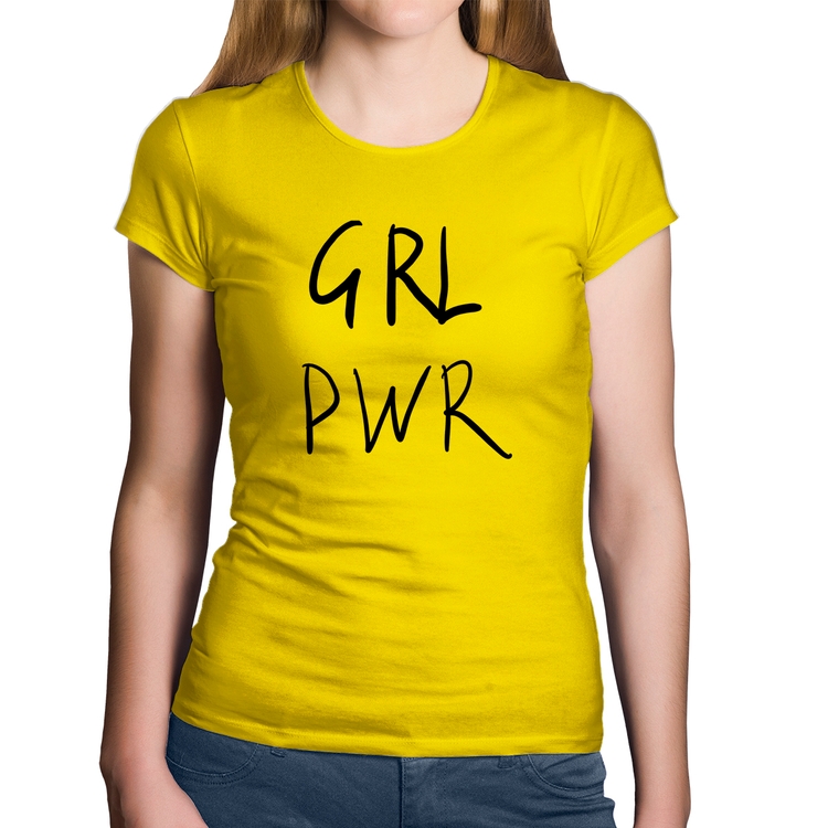 Baby Look Algodão GRL PWR - Amarela