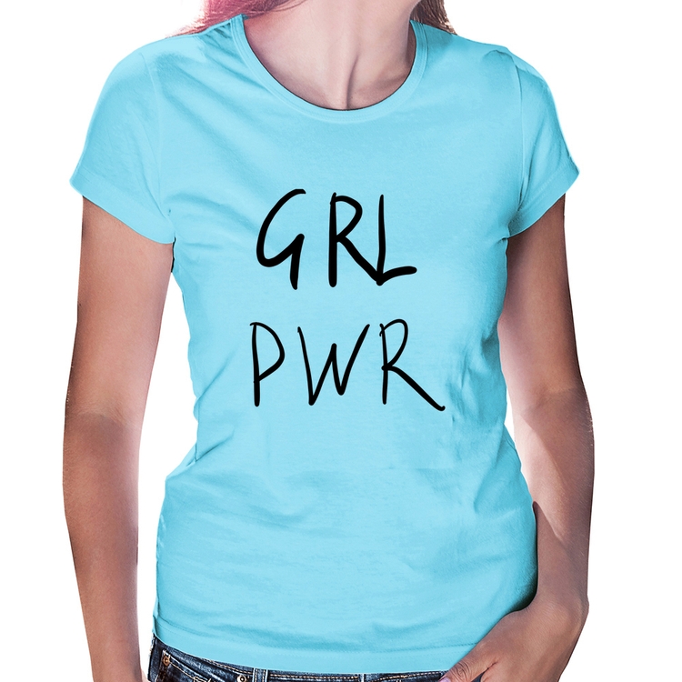 Baby Look GRL PWR - Azul Bebê