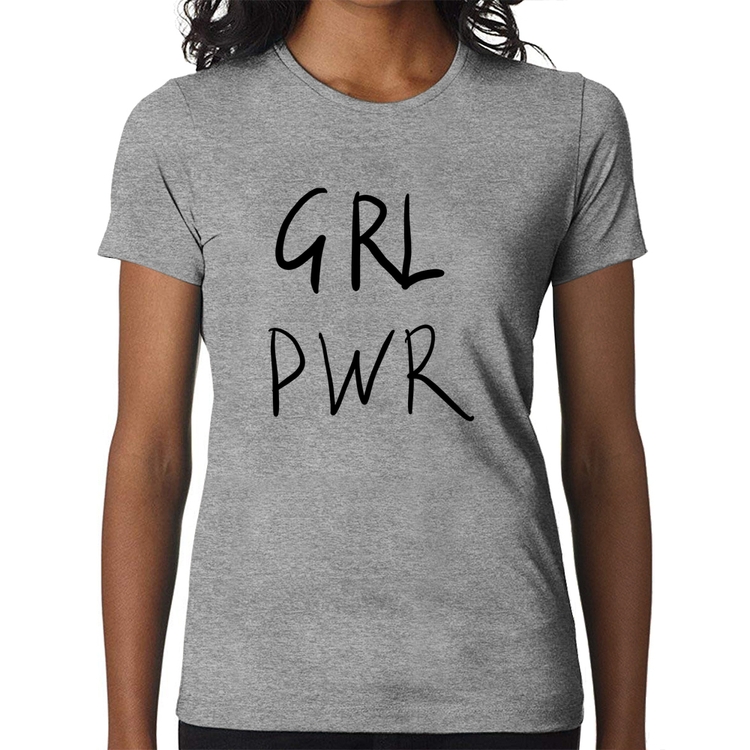Baby Look GRL PWR - Cinza