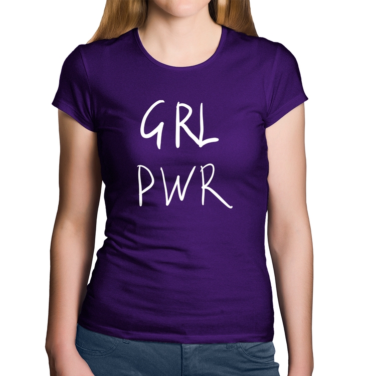 Baby Look Algodão GRL PWR - Roxa