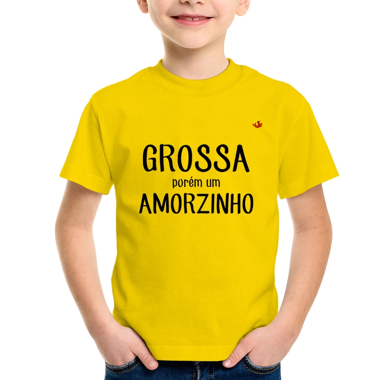 Camiseta Infantil Grossa porém um amorzinho - Amarela