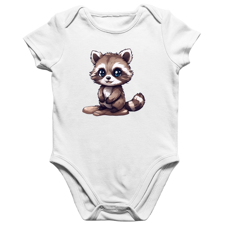 Body Bebê Algodão Guaxinim Fofinho - Branco