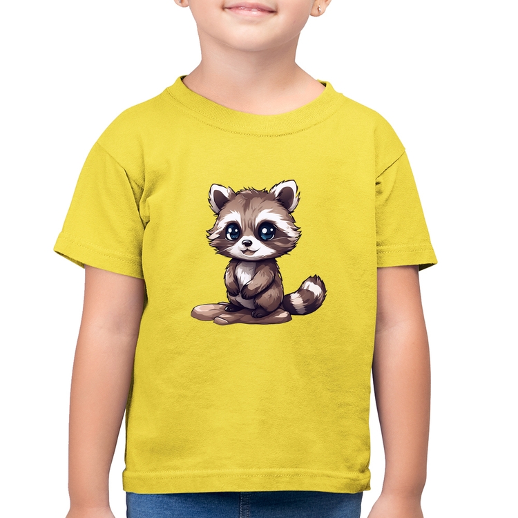 Camiseta Algodão Infantil Guaxinim Fofinho - Amarelo Canário