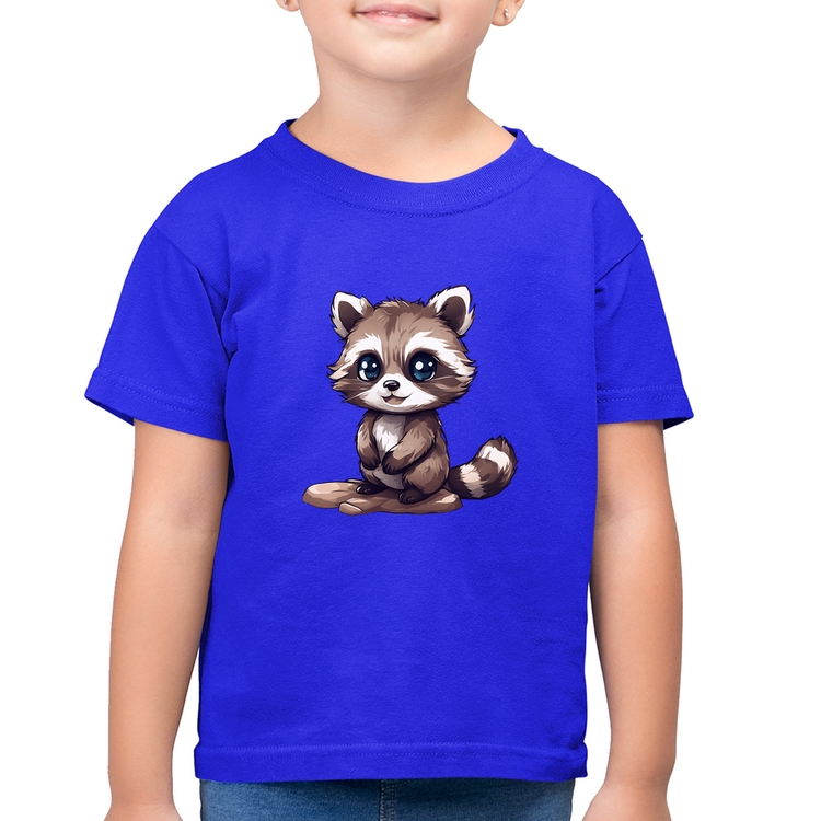 Camiseta Algodão Infantil Guaxinim Fofinho - Azul Royal