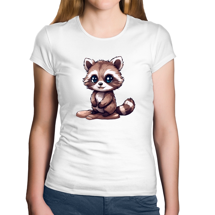 Baby Look Algodão Guaxinim Fofinho - Branca