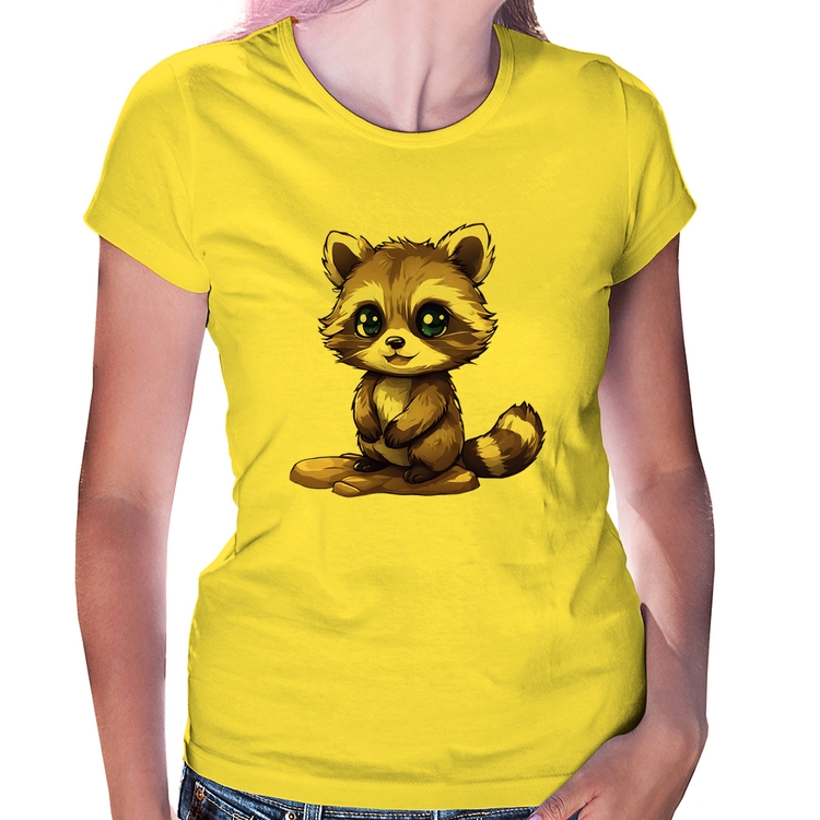 Baby Look Guaxinim Fofinho - Amarela