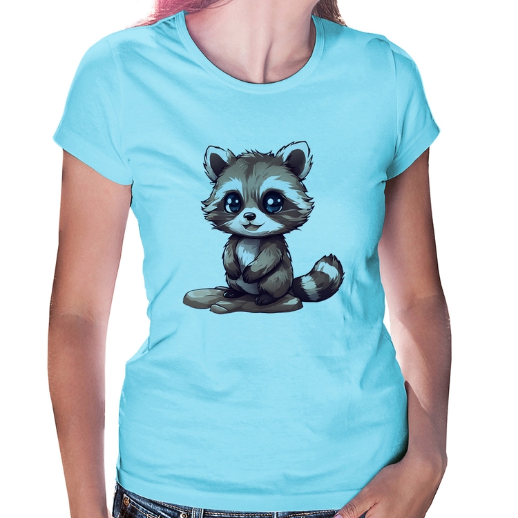 Baby Look Guaxinim Fofinho - Azul Bebê