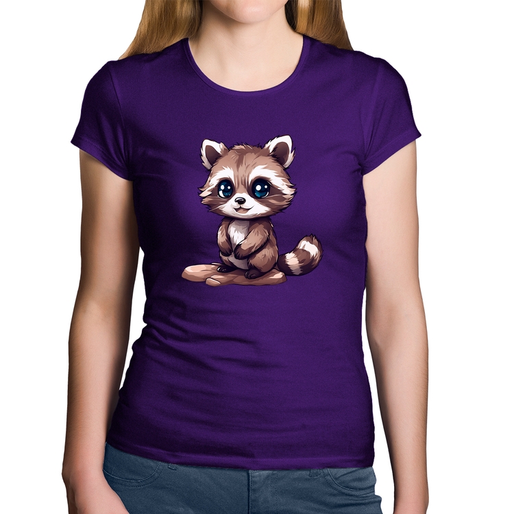 Baby Look Algodão Guaxinim Fofinho - Roxa