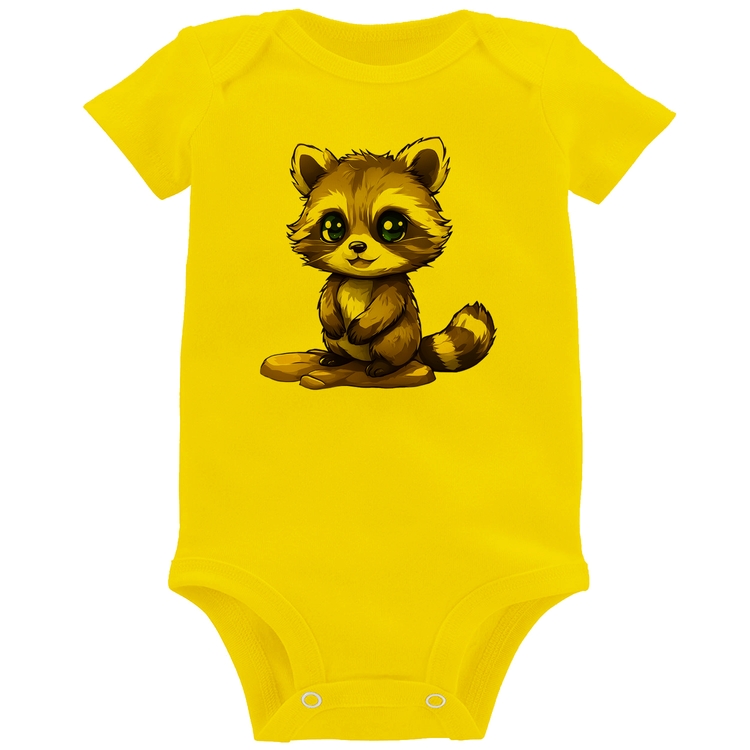 Body Bebê Guaxinim Fofinho - Amarelo